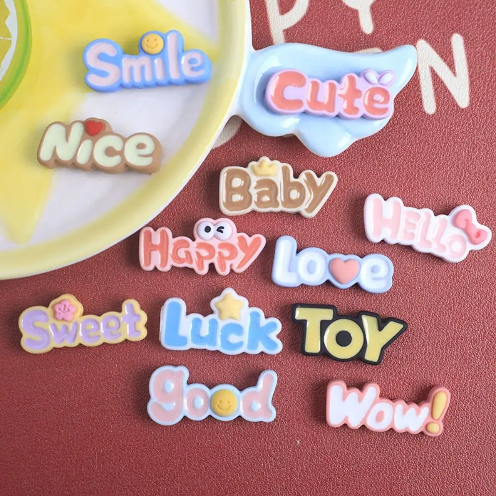 20pcs NEW Letter Plaques Resin Slime Charms Cream Gel Bottle Sticker Shoes Accessories Cute Hair Clip Headband Making Kids Toy