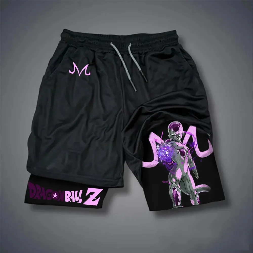 

2025 New Dragon Ball Anime Goku Peripheral Printed Double-layer Shorts, Summer American Men's Sport Loose Pants