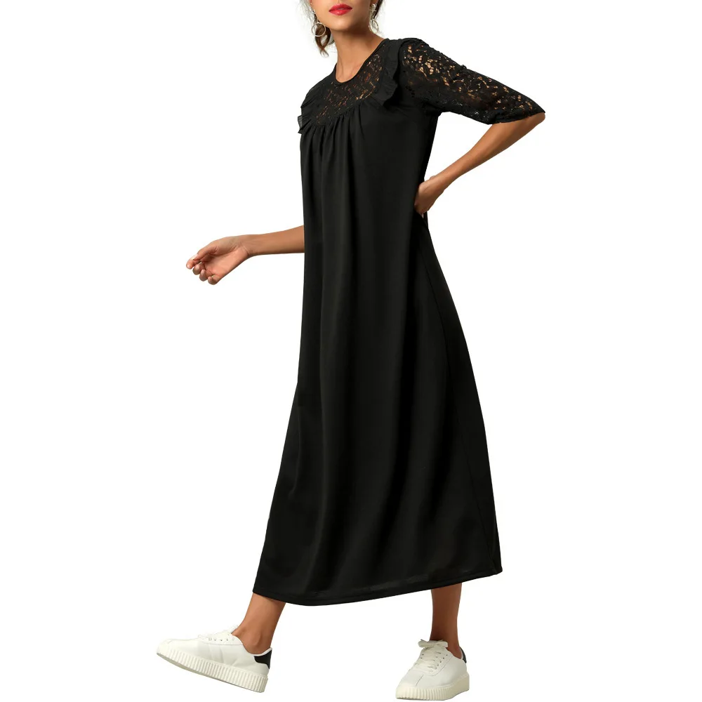 ชุดเดรสสตรี เสื้อฮู้ด กระโปรงยาว เสื้อยืด เสื้อผ้าสตรีมุสลิม