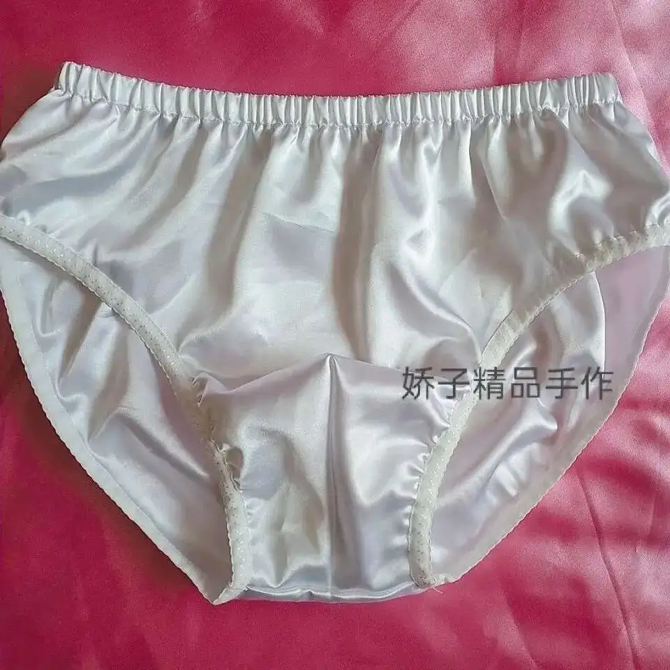 Glossy Violet Satin Ice Silk Men Lingerie Panties Women Plus Size Underwear Sexy Briefs