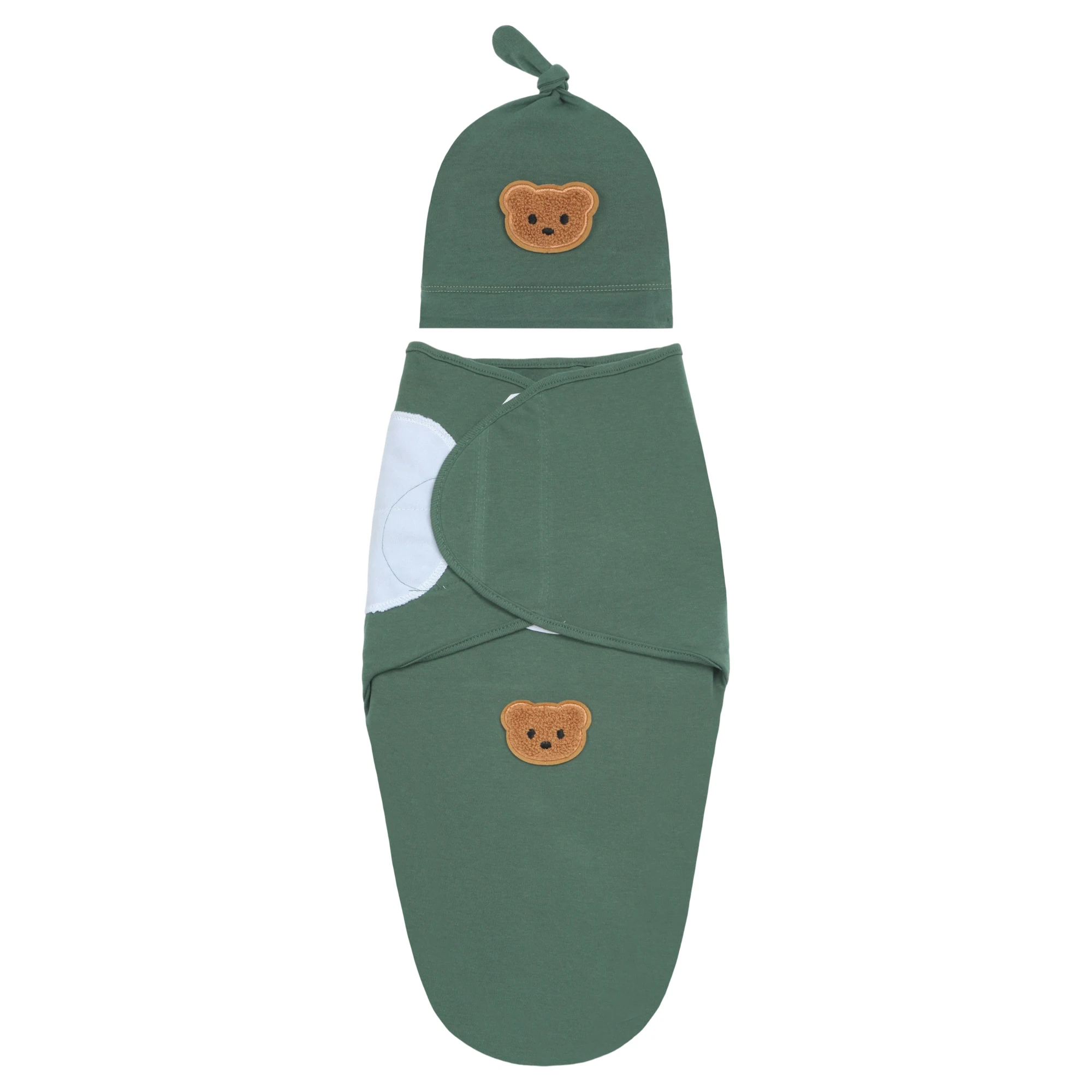 

Soft Breathable Cotton Baby Swaddle Sleep Sack 0-3 Months, Set Includes Swaddle Blanket and Hat, Improves Sleep & Calms Startle