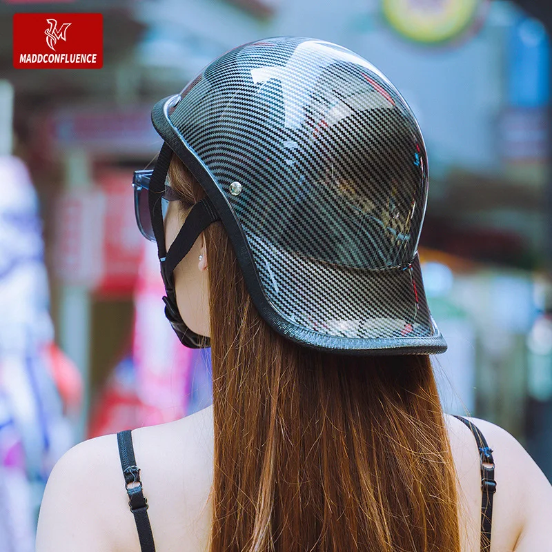 

Motorcycle Retro Half Helmet Unisex Motorbike Electric Scooter Lightweight Invisible Endoscope Safety Helmet Adjustable Size