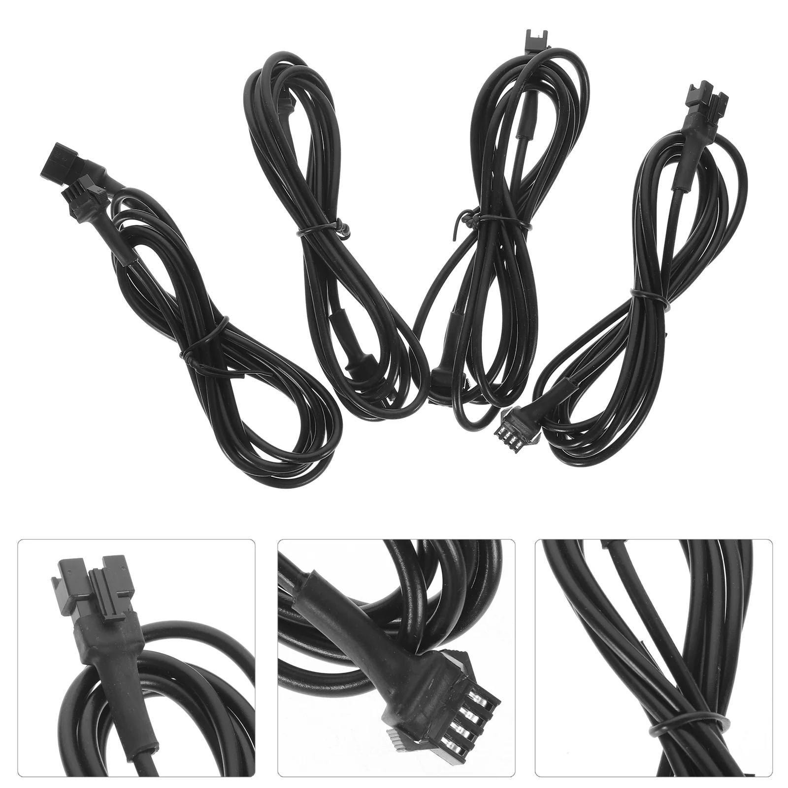 4 Pcs Extension Cords Chassis Light Cable Neon Lights Pin Black Wires for Strip