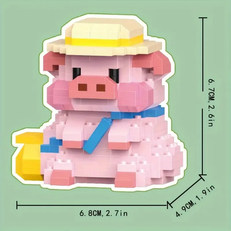 6 Styles Mini Cute Building Blocks Kawail Cute Pig Animals Assembly Block Animal Series 3D Model Micro Brick Toys Gifts for Kids