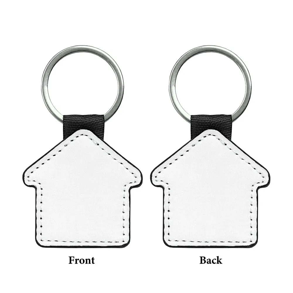 DIY Dye Sublimation Blanks Keychain PU Leather Rectangle Heat Transfer Keyring Creative Heart Double Sides Blank ID Tags Keyring
