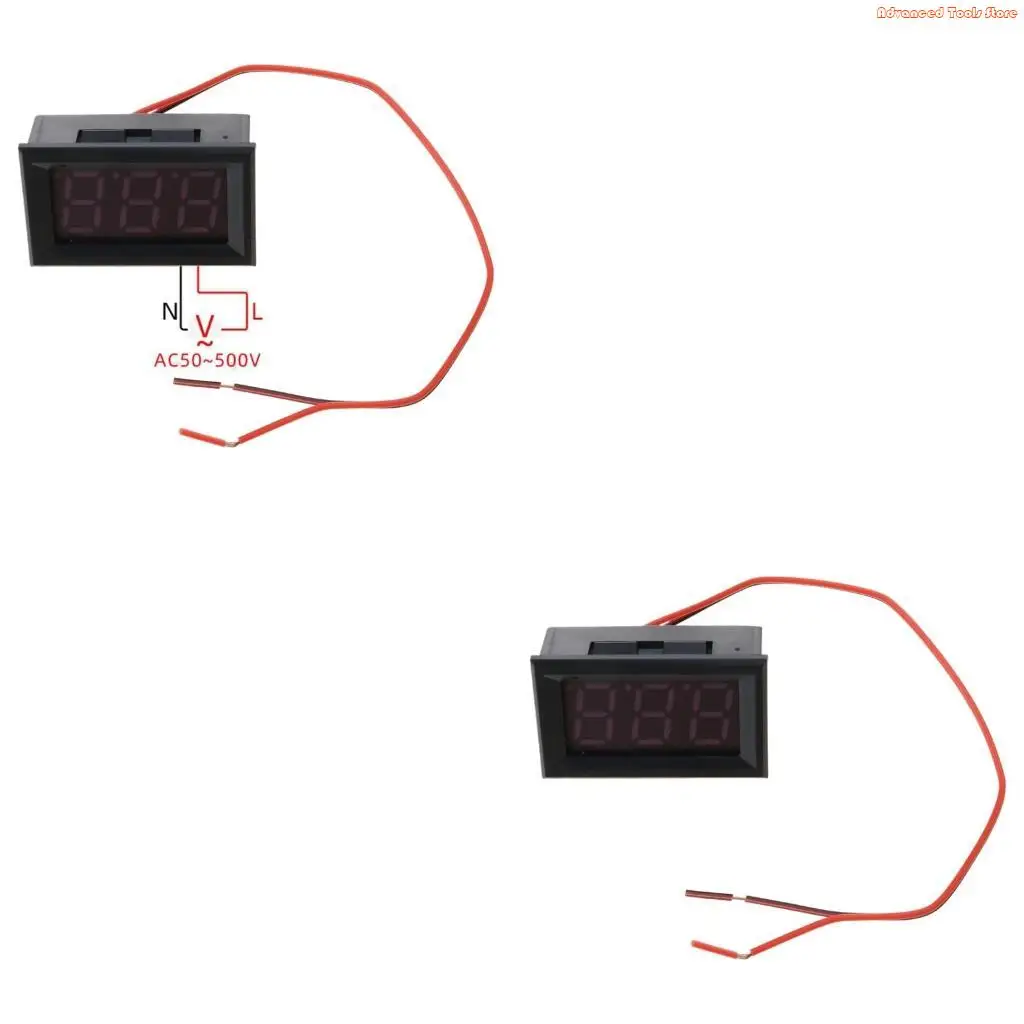 AC 50-500V AC 220V 380V Voltmeter Digital Meter Gauge with Power Wire W91B