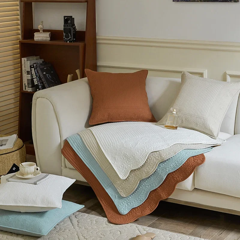 Embroidered Cotton Washed Sofa Cushion Four Seasons Universal Non-slip Cotton Fabric Living Room Sofa Cover