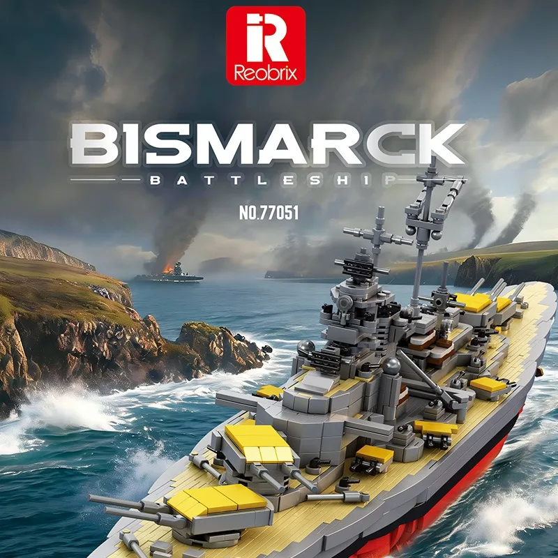 Klassische Bausteine Schlachtschiff 1:300 Maßstab Modellbausatz Bismarck Schlachtschiff Desktop-Dekoration Montage-Spielzeug Festtagsgeschenk