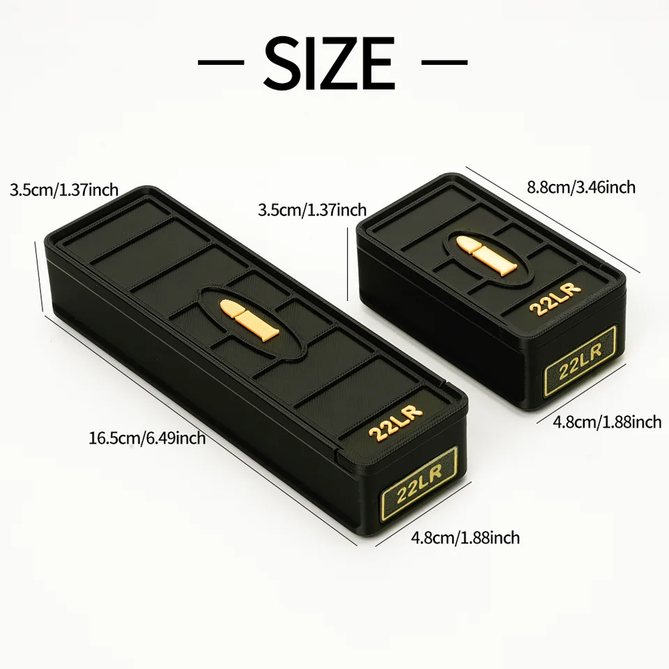 .22LR Ammo Storage Box 50/100 Round Two Ammo Capacity Storage Box 3D Printed Plastic Material - Detail Angle #06