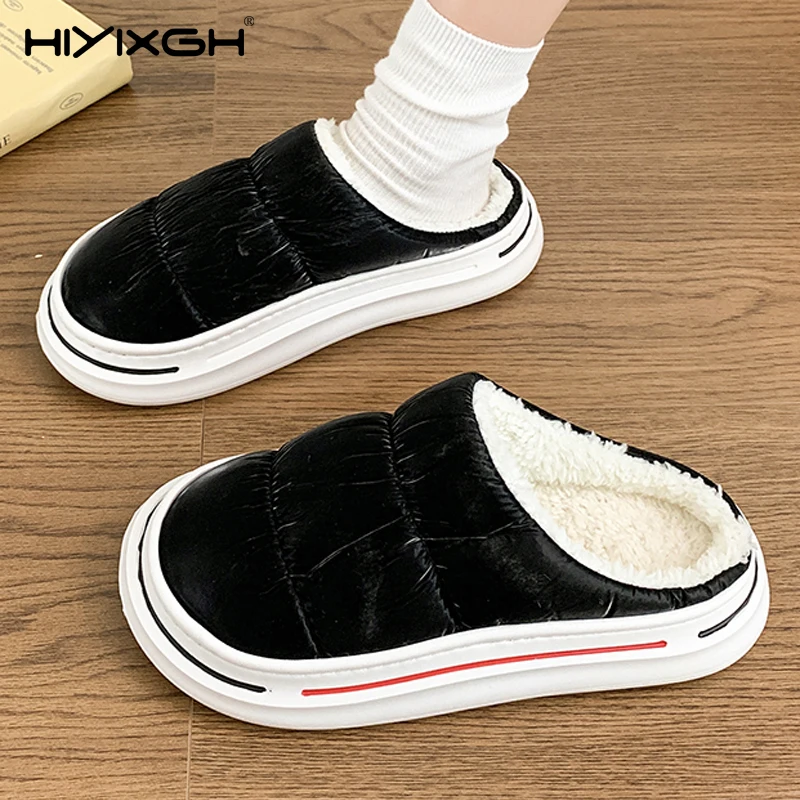 

Winter Men Warm Slippers Cotton Slippers Outdoor Indoor Warm Shoes Waterproof Men Couple Comfortable Home Bedroom Plush Slippers