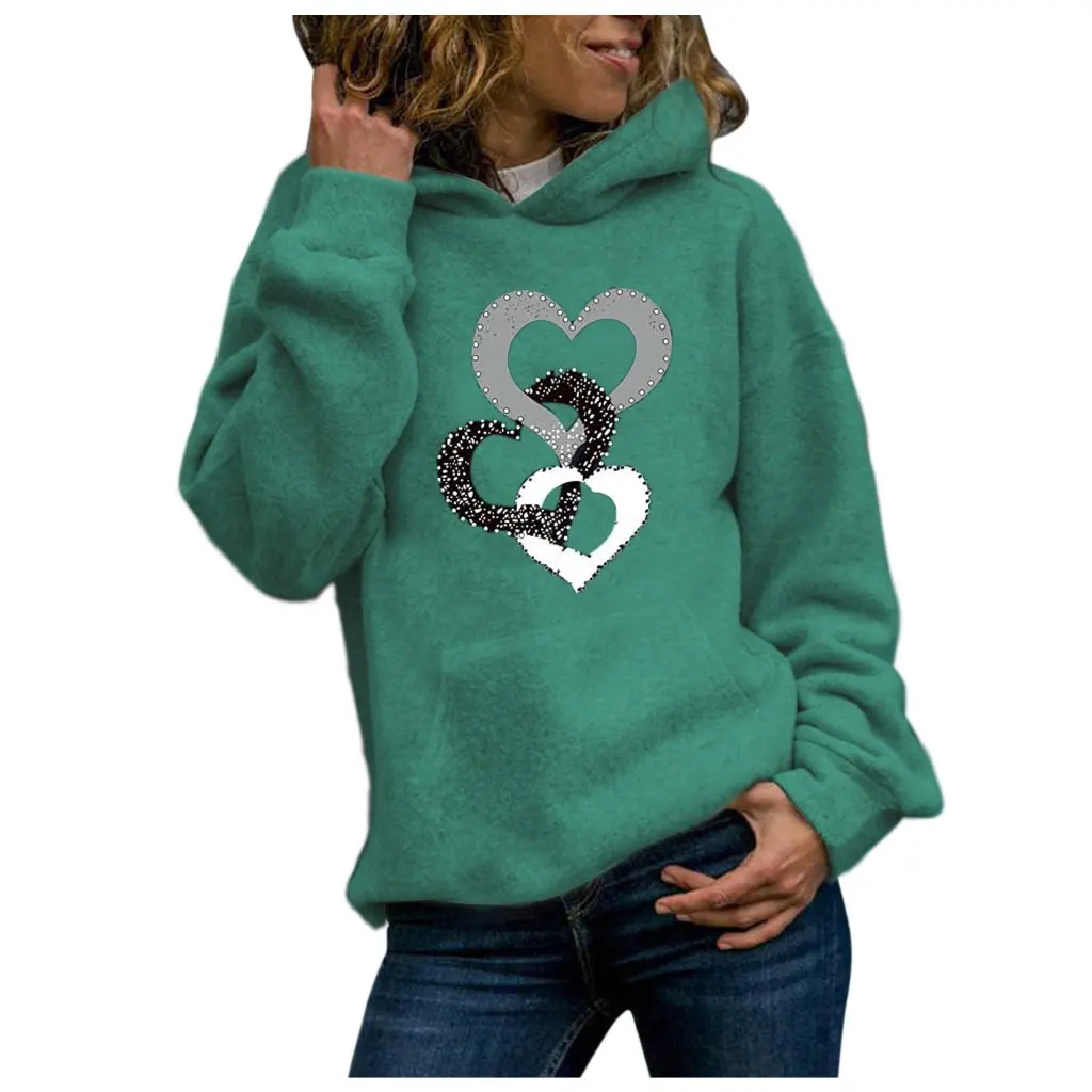 European And American Christmas Round-Neck Sweatshirt Women's Casual Printed Fleece-Lined Pullover Top