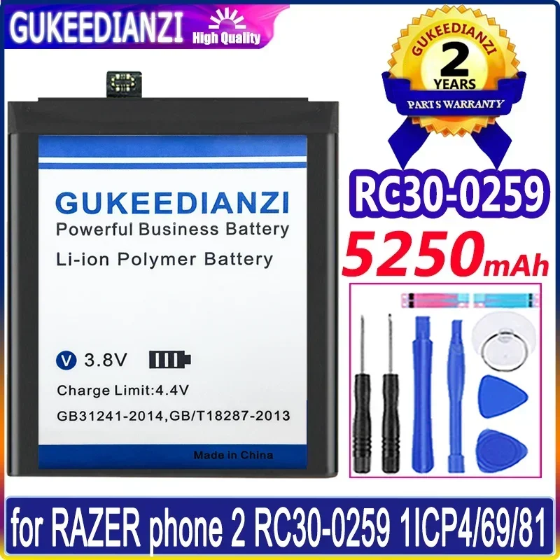 GUKEEDIANZI Battery 5250mAh for RAZER phone 2 RC30-0259 1ICP4/69/81 Batteries