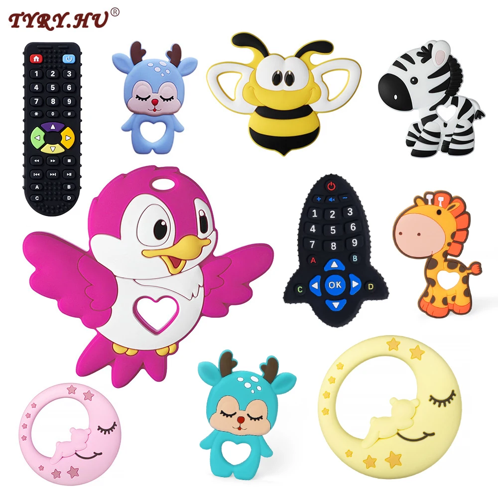 TYRY.HU 1pcs Baby Animal Silicone Rodent Bird Bear Giraffe Cartoon Baby Accessories Beads For Baby Chew DIY Necklace BPA Free