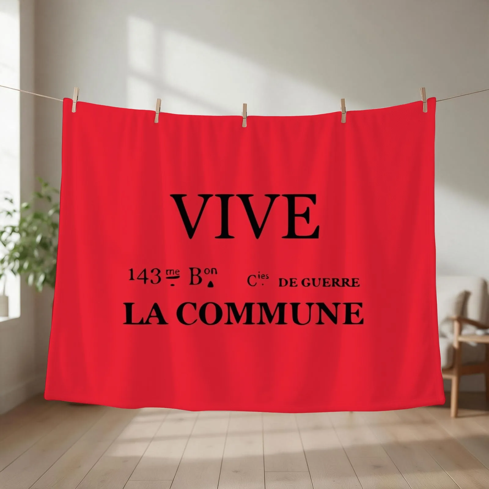 Vive la Commune Flag of the 143rd battalion of the Communal National Guards of the Paris Commune Throw Blanket