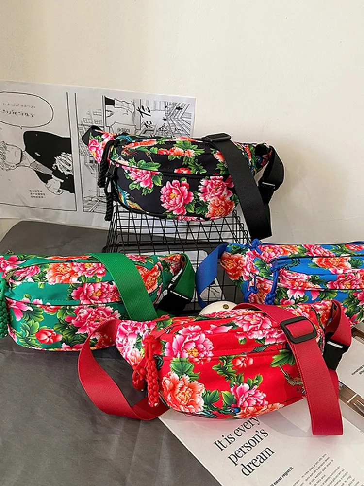 

Модная мужская сумка через плечо с большим цветком в северо-восточном стиле, женская сумка через плечо на одно плечо, маленькая женская сумка через плечо