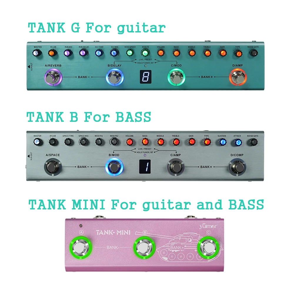 Yuimer Tank-G For Guitar,Tank-B for BASS,TANK MINI for guitar and BASS,Multi-Effects Pedal Slots From M-Vave The Same Factory