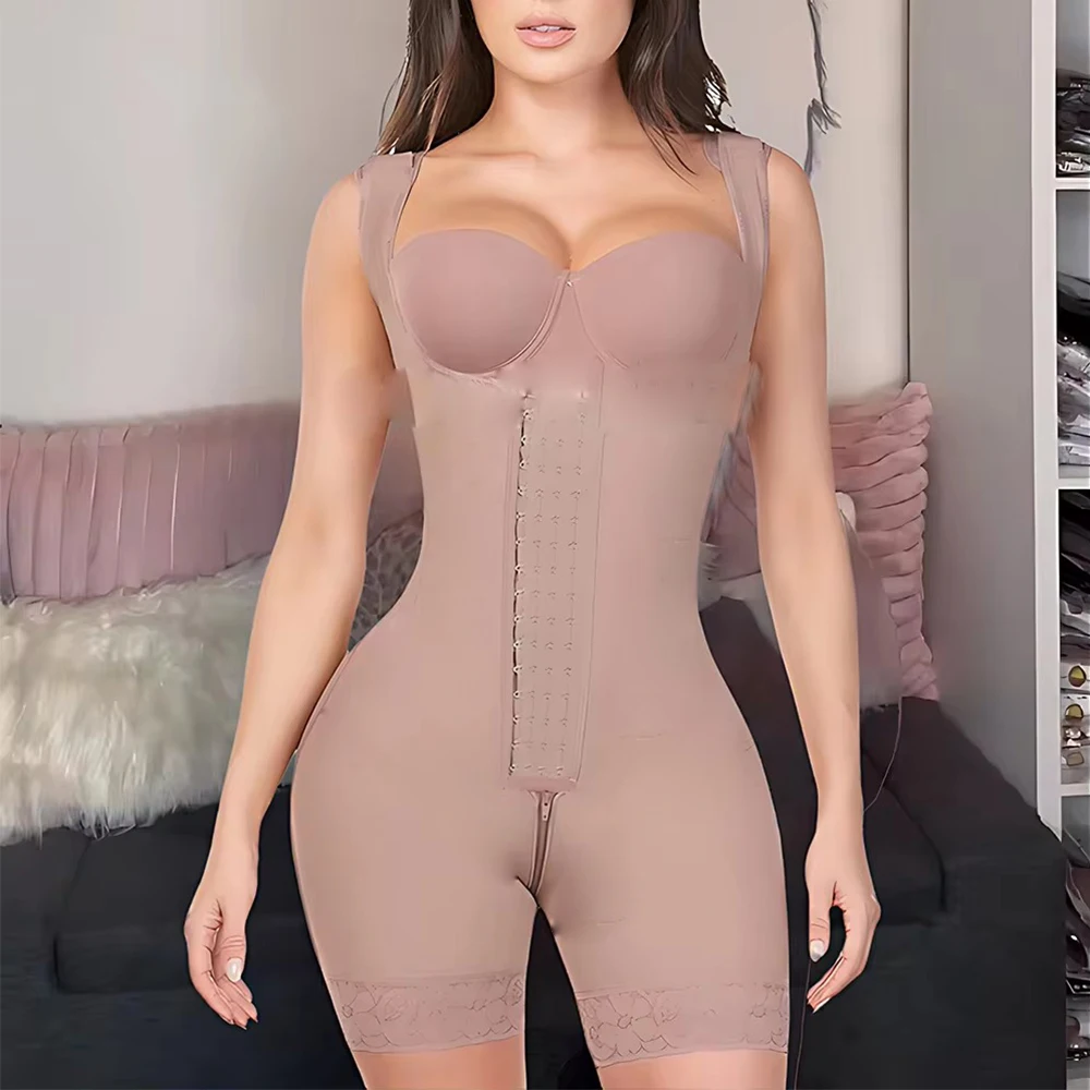 High Compression Hourglass Body Colombian Girdles For Women Post-Operative Open-Chest Sleeveless One-Piece Bodysuit Faja