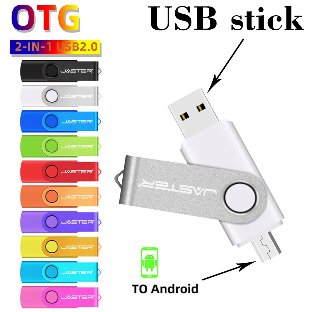

JASTER OTG USB-флешка 128 ГБ 256 ГБ Металлический высокоскоростной флэш-накопитель 16 ГБ 32 ГБ 64 ГБ Флешка Внешнее хранилище MicroUSB Stick