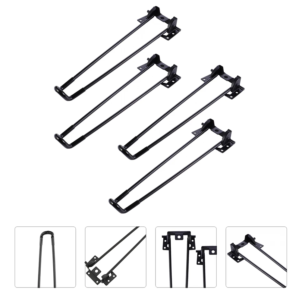 

4pcs Metal Table Legs Foldable 430mm Black Iron Thickened Base Stable Wear Resistant Furniture Leg Computer Desk Supply