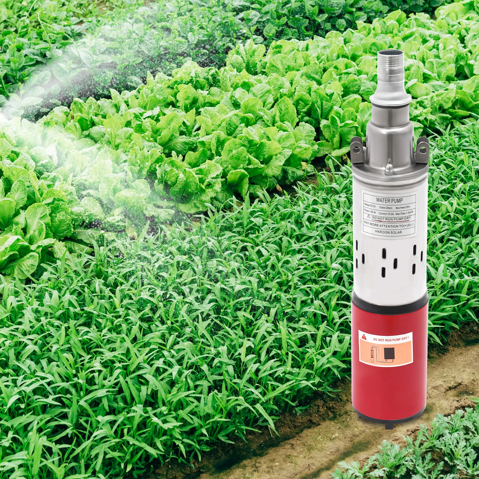 

Portable Silver&Red Submersible Pump (14.96in Height) - Rope Hole For Easy Handling, Built-In Check Valve&15m Long Cable