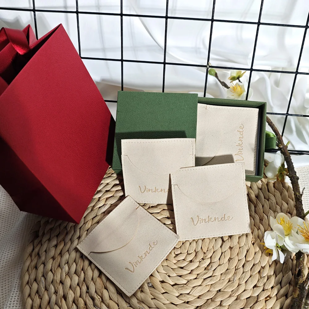 

50pcs Custom Logo Microfiber Velvet Jewelry Gift Bag Wedding Favors Bulk Candy Organizer Pouch Earrings Packaging Storage Bags