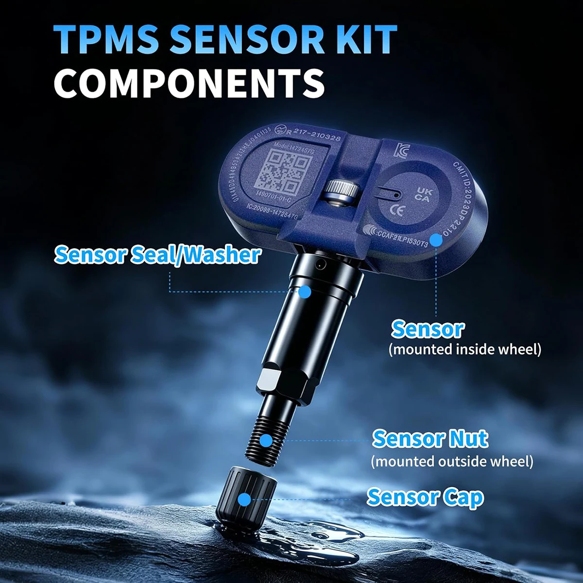 4 Stück Reifendrucküberwachungssensoren für Tesla Model 3 Y S X 2020-2024, für Tesla Model Y Juniper 2025, Bluetooth TPMS-Sensor 1490701-00-B 1490701-01-B 1490701-01-C – Detail 4