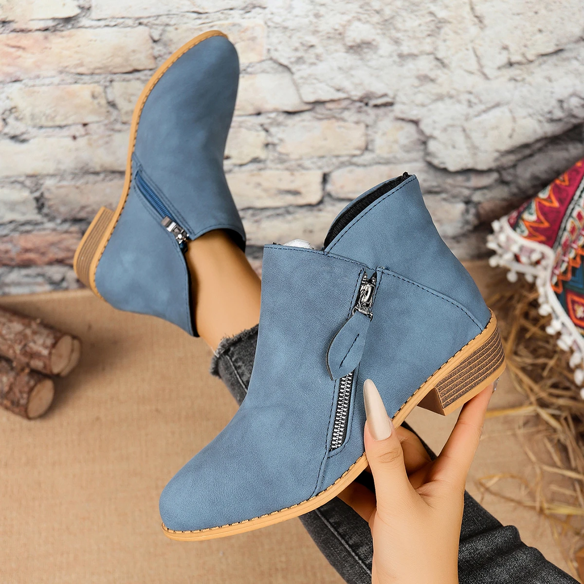 

Женские противоскользящие ботинки, боковые ботильоны, осень-зима 2022, удобная уличная обувь на низком каблуке и низком каблуке, женская обувь Zapatos De Mujer