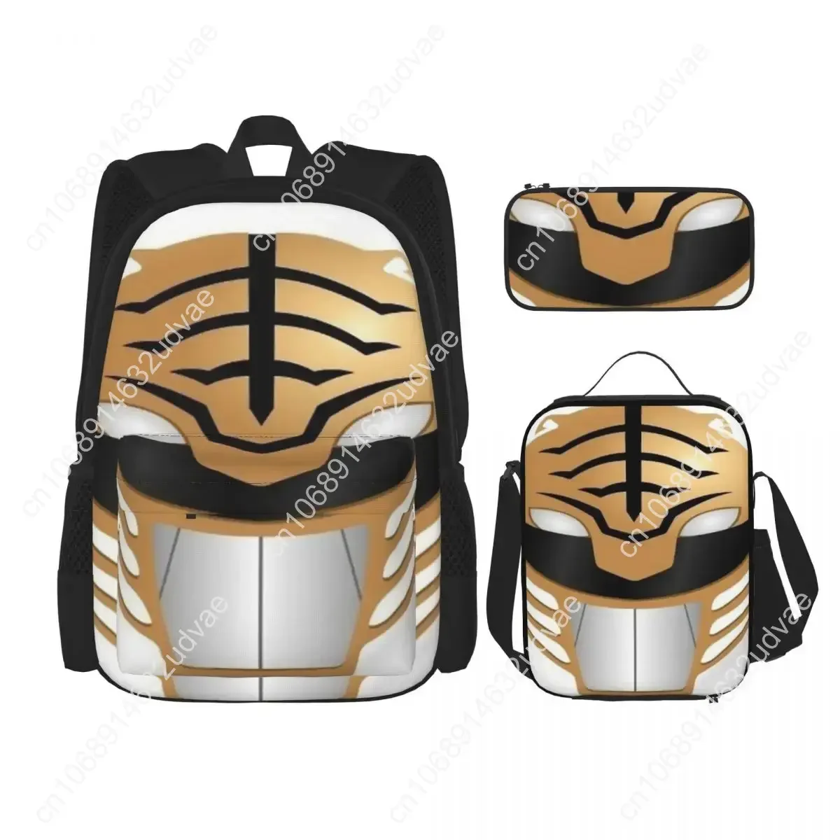 Mighty Morphin Power Ranger Backpacks Boys Girls Bookbag Students School Bags Kids Rucksack Lunch Bag Pen Bag Three-Piece Set