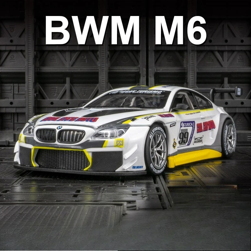 

Моделирование 1/24 BMW M6 GT3, модель гоночного автомобиля из сплава, украшение с открывающимися дверями, детская игрушечная машинка, подарок на день рождения, миниатюрная вуаль