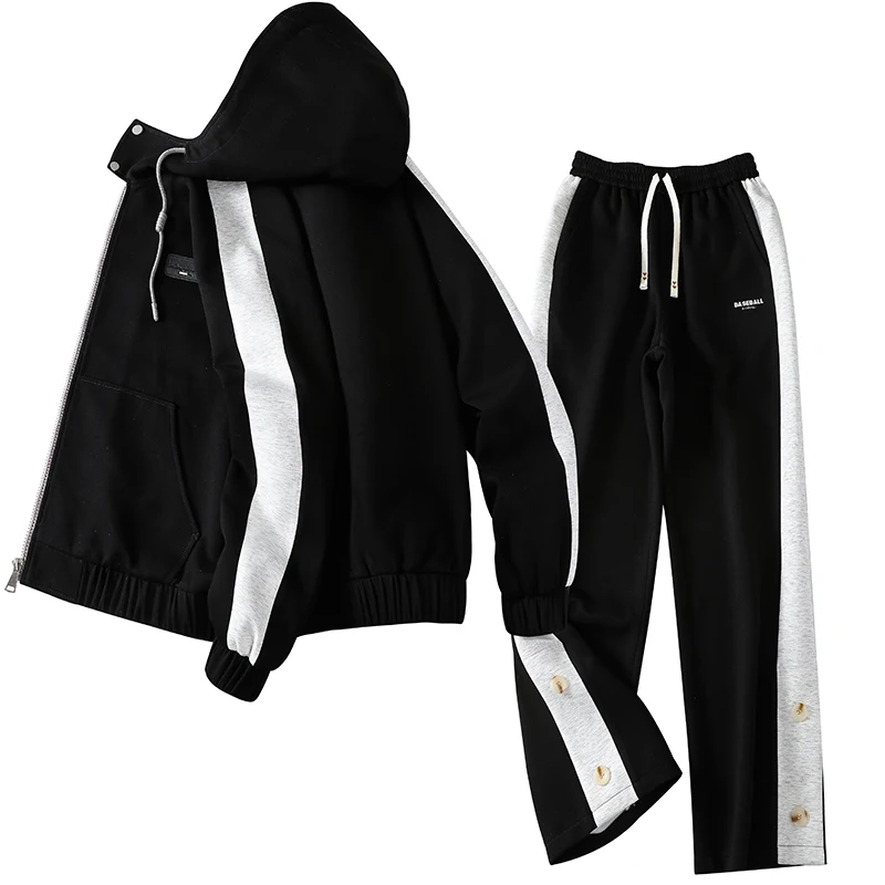 Casual Two Piece Men\'s Sets 2026 Spring Autumn Cotton Hooded Jacket & Full-Length Pant Tracksuit Sportswear Coat&Jogger Clothing