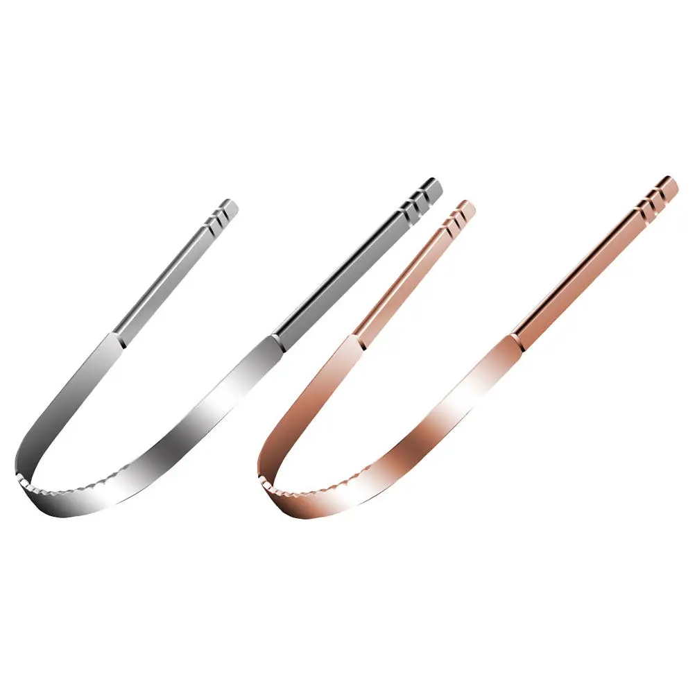 

2Pcs Tongue Scraper Stainless Steel Oral Care Tool Professional Tongue Cleaner Remove Residue Freshen Breath Adults Use