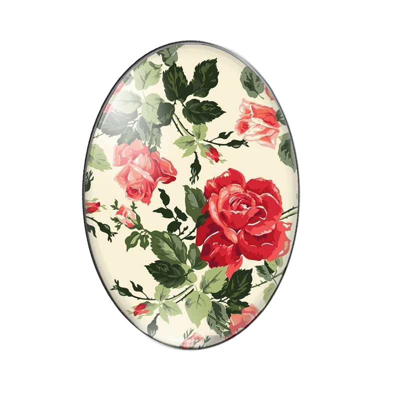 Beauty Vantage flower Rose Lily 10pcs mixed 13x18mm/18x25mm/30x40mm Oval photo glass cabochon demo flat back Making findings