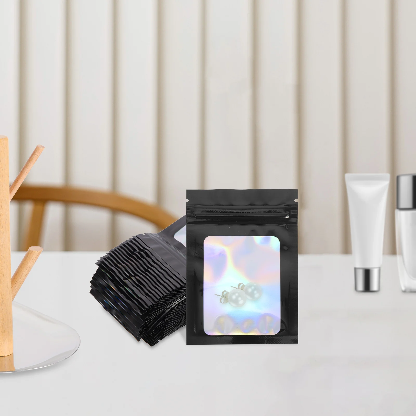

100 Pcs Colorful Gift Packaging Bags Small Jewelry Necklace Packing Tiny Plastic Black Earring Miss