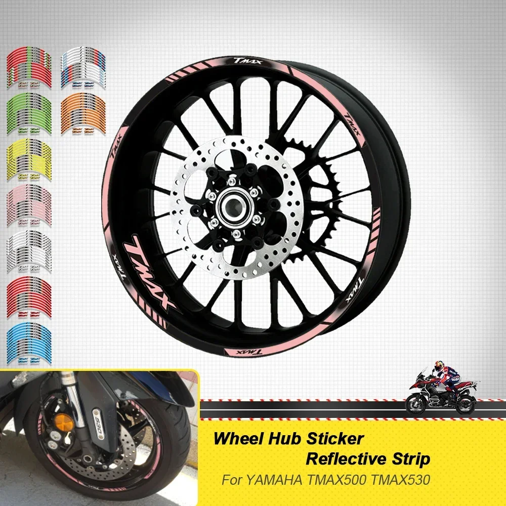 Accessories 15'' Wheels Reflective Stripes Stickers Rim Decal Tape Kit For Yamaha TMAX500 TMAX530 TMax560 T Max TMAX 500 530 560