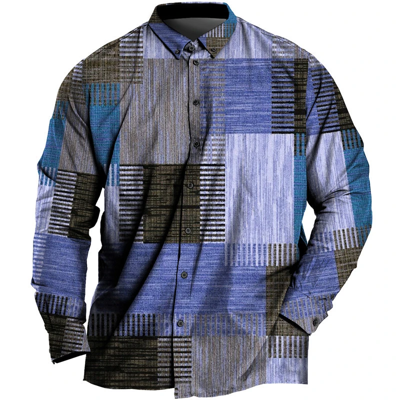 

Men's Shirt Plaid Pattern Geometric Lapel Outdoor Street Long Sleeve Tops Fashion streetwear Cool Design Casual Holiday Clothing