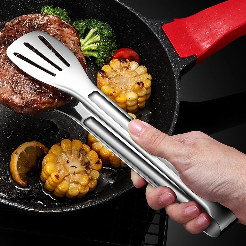 Stainless Steel Food Tongs Barbecue Tongs Meat Salad Steak Food Serving Clip Tweezers Long BBQ Cooking Tongs Kitchen Utensils