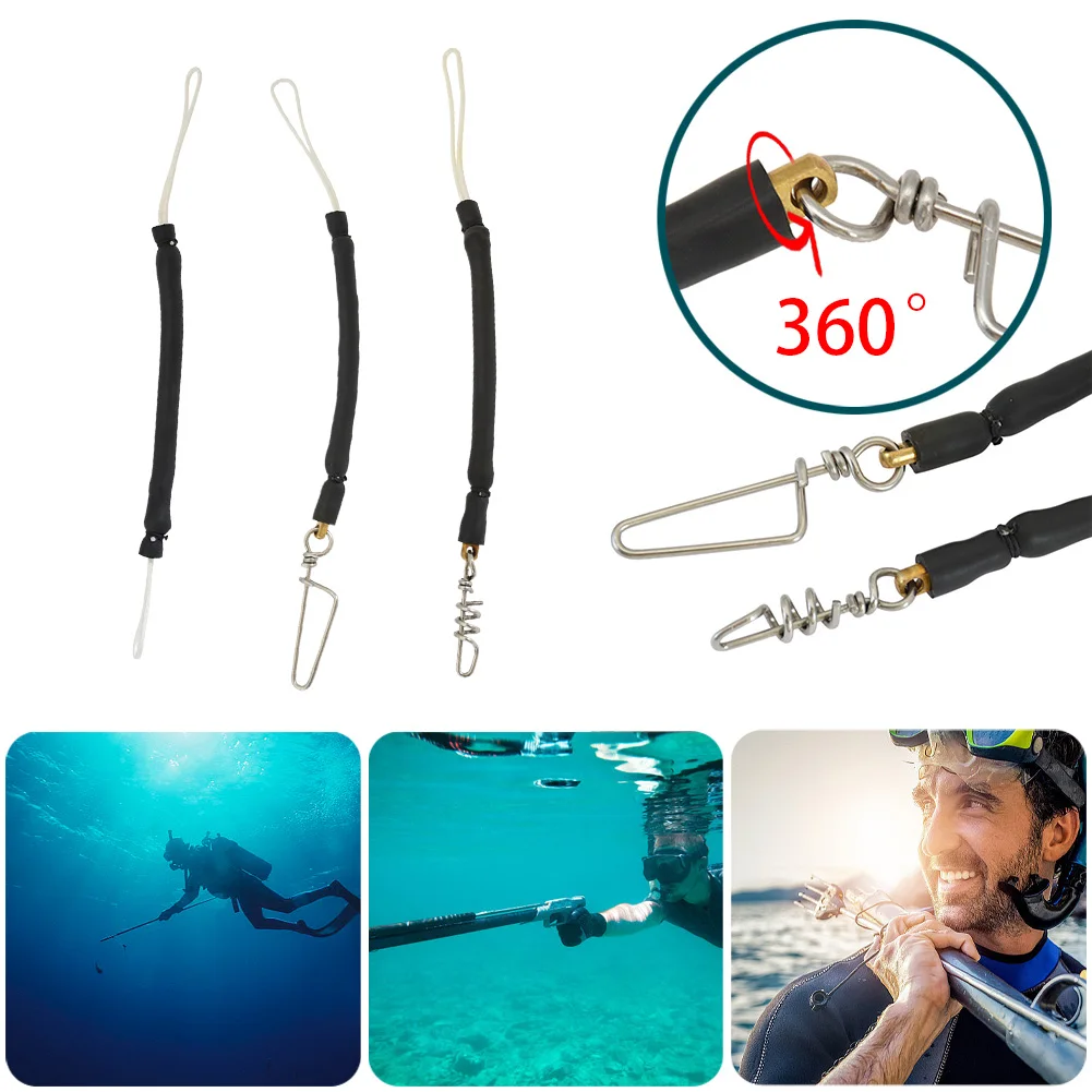 Rubber Speargun Shock Cord with Snap Swivel/Pigtail Swivel Spear Shock Cord Spear Fishing Equipment for Avoiding Losing Catch