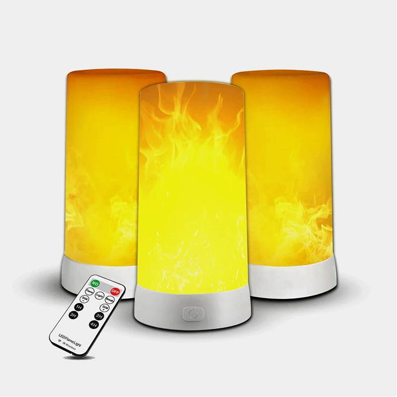 USB Rechargeable LED Flame Lamp Simulated Flame Effect Light Realistic Fire Atmosphere Light Indoor Decoration 4 Lighting Modes