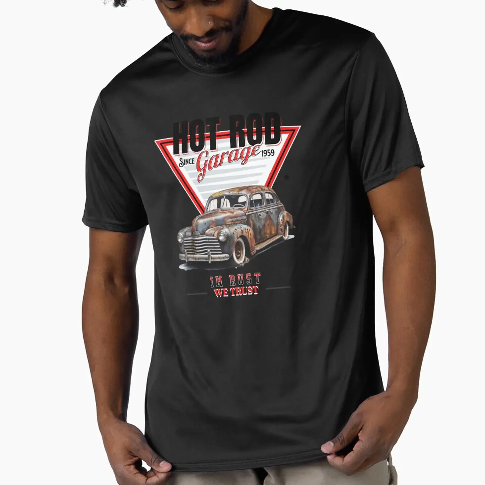Hot Rod Garage In Rust We Trust Vintage Rusty Classic Car T Shirt Retro Auto Enthusiast Men's Casual  vintage Washed Unisex