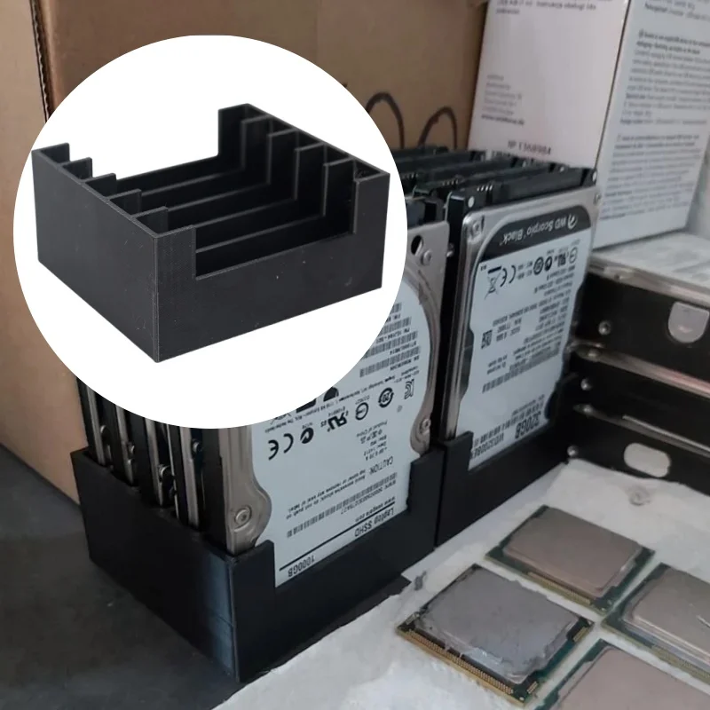 

3.5-Inch Mechanical Hard Drive Black Storage Box 3D Printed Black Storage Rack Organizer Home Decoration