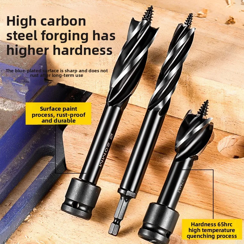 Extended Spade Auger Bit Set‑hard 4‑tip 4‑Multifunctional Woodworking Drill Bits Drills