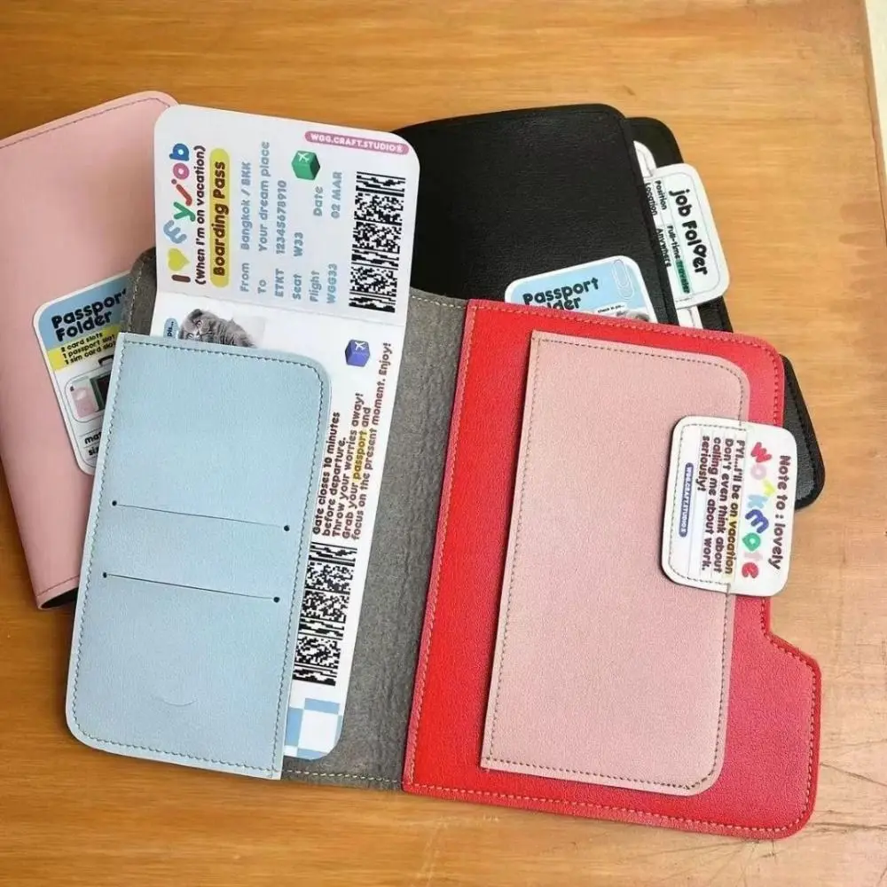 Color Matching Passport Cover PU Multi-function Certificates Passport Bag Accessories Travel Supplies Card Holder Travel Trip