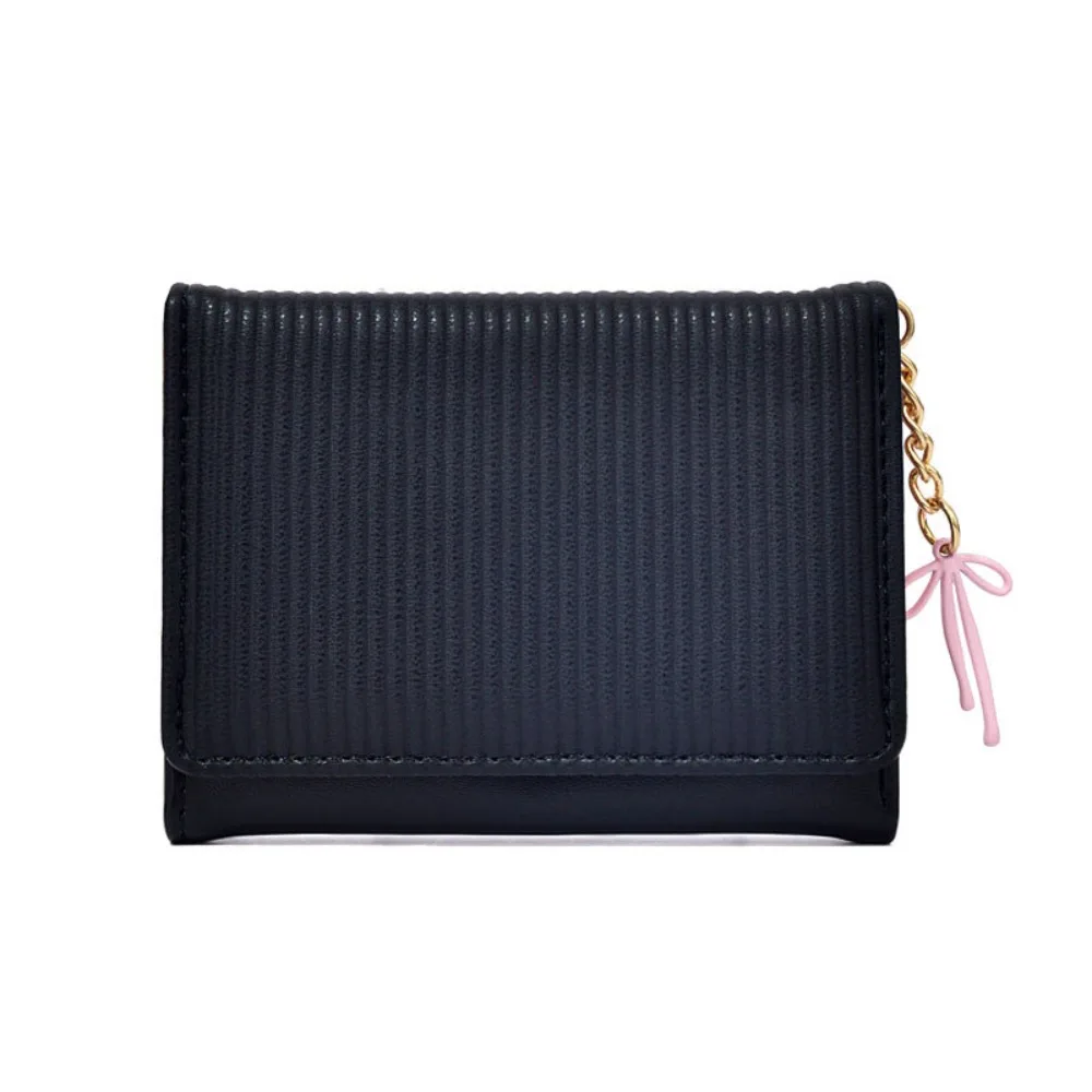 

Fashion Solid Color Women's Wallet Pu Leather Ins Lady Wallet Minimalist Short Bow Pendant Purses Card Holder