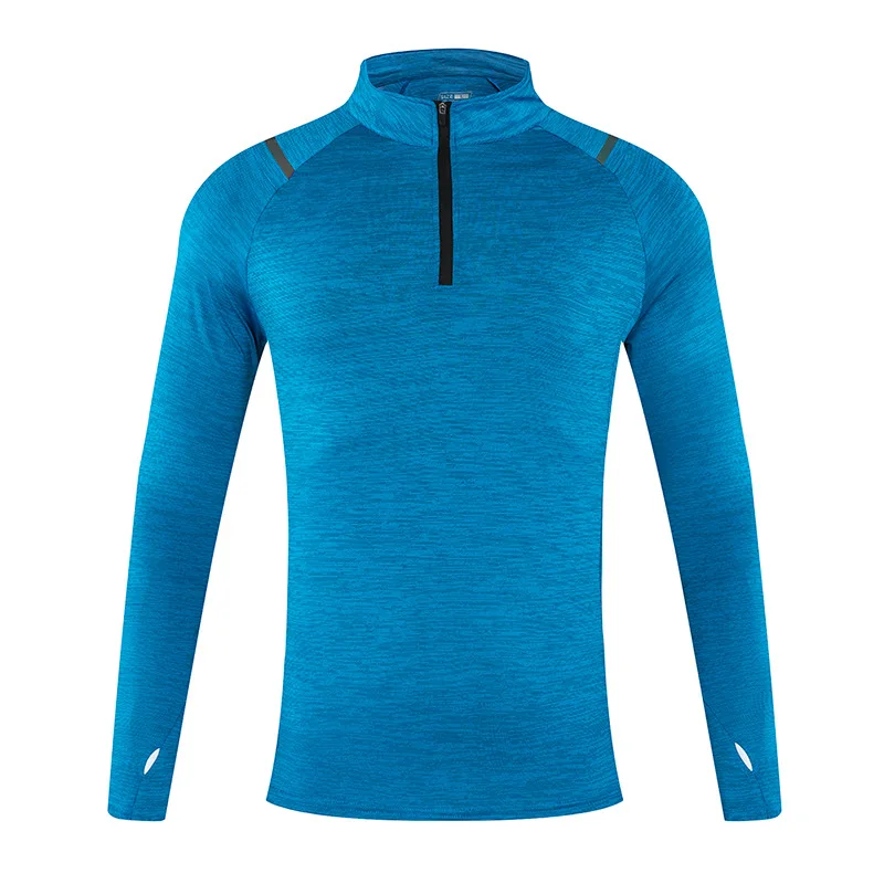 Outdoor Rash Guard Men Women Sports T-shirts Solid Color Long Sleeve Half Zipper Dry Fit Couple Gym Fitness Running Tee Tops