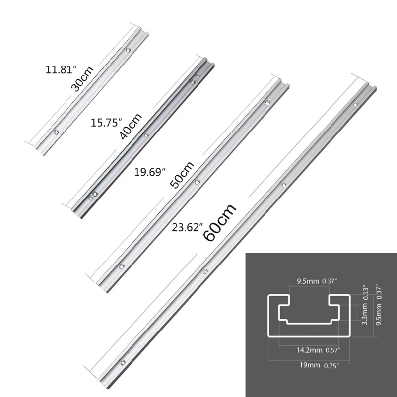 4 T-Slot Miter 19x9.5mm for Table Router Table Woodworking 30/40/50/60cm
