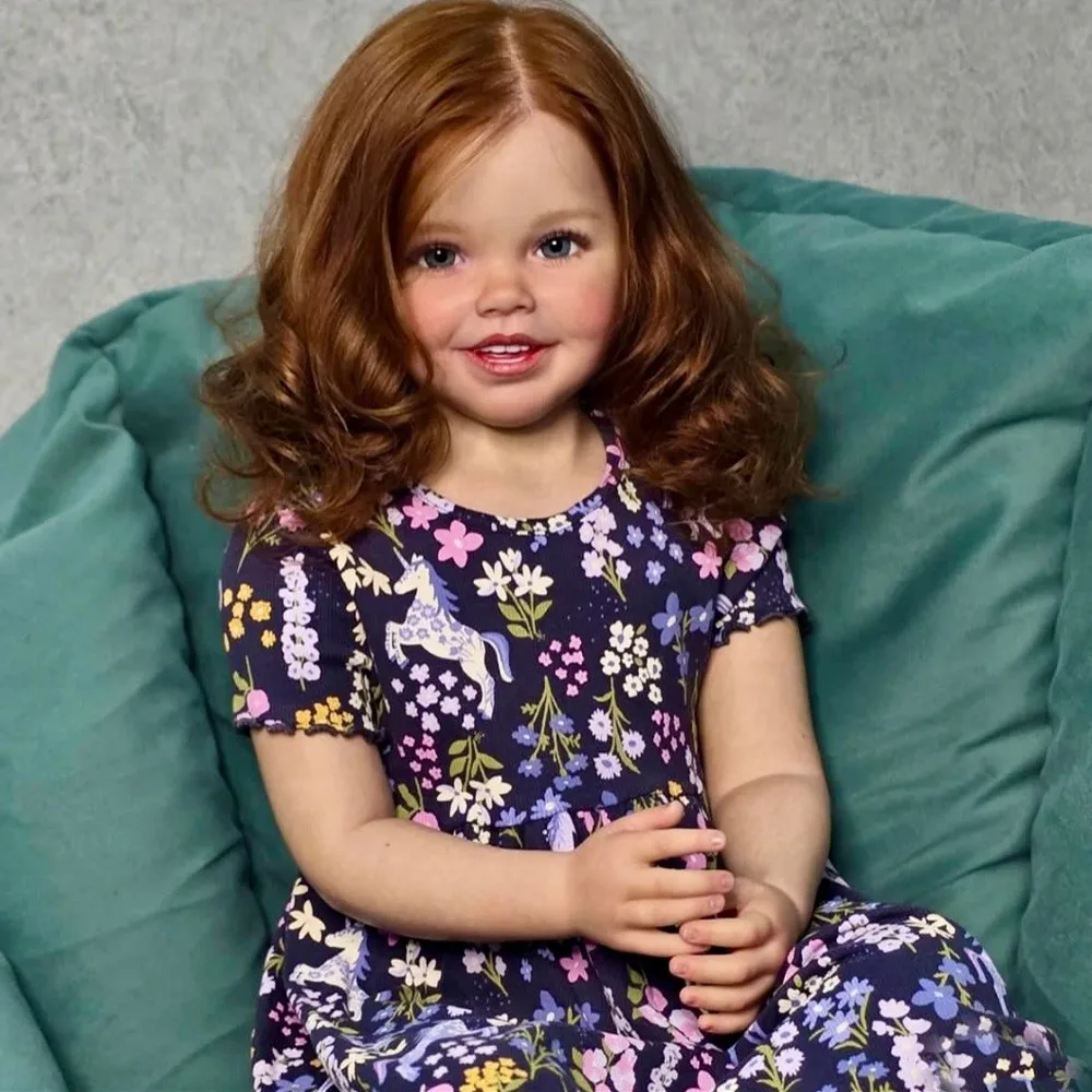42in Lifelike Painted Reborn Doll Kits Toddler Girl Rooted Curly Hair DIY Gifts