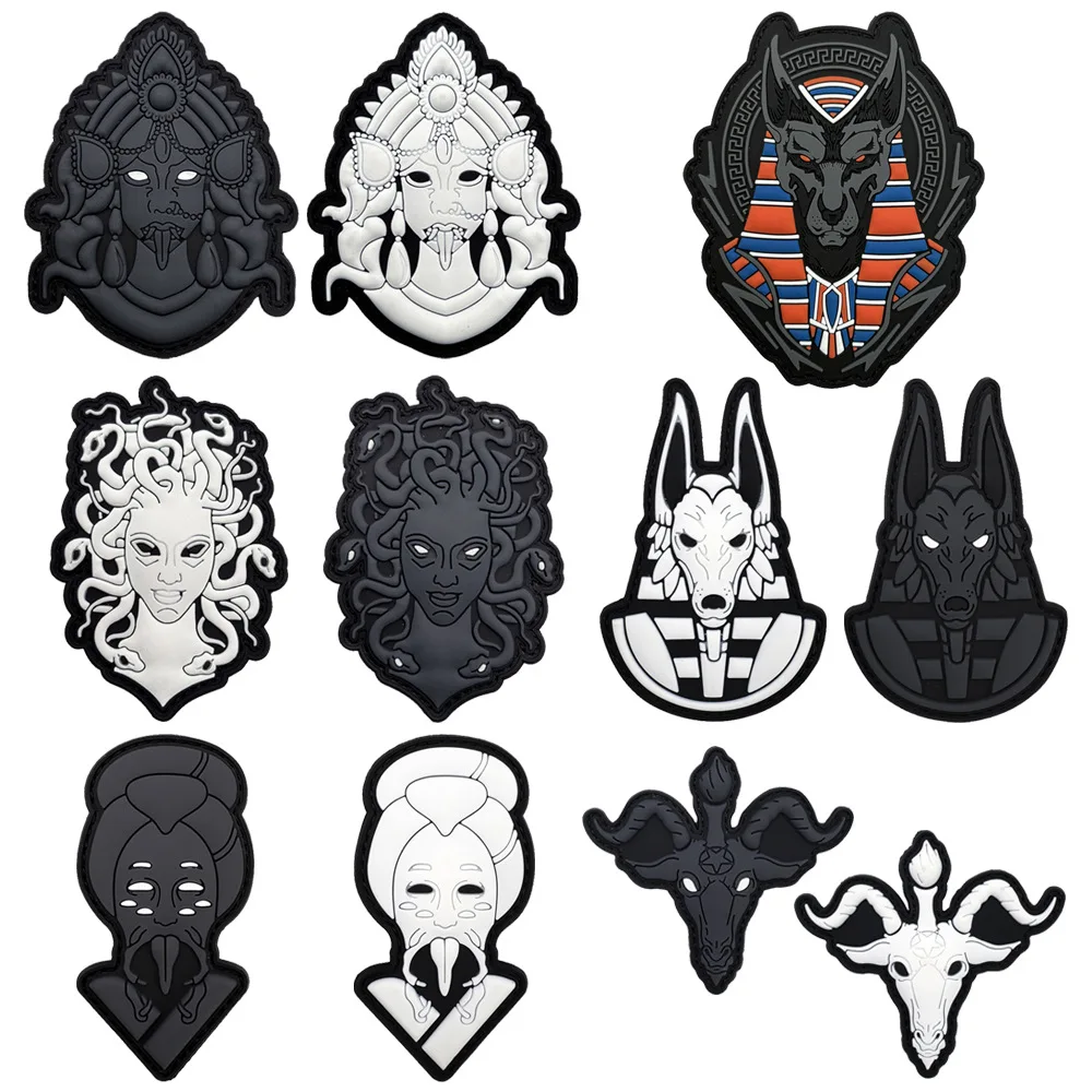 PVC Soft Rubber Luminous Ancient God Medusa Anubis Bavus Myth Legend Windbreaker Armband Rubber Badge with Backpack Patch