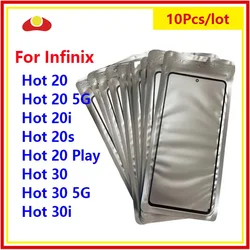 10Pcs/Lot For Infinix Hot 20i 20s 20 Play 30 30i 5G Touch Screen Front Outer Glass Panel Lens LCD Glass With OCA