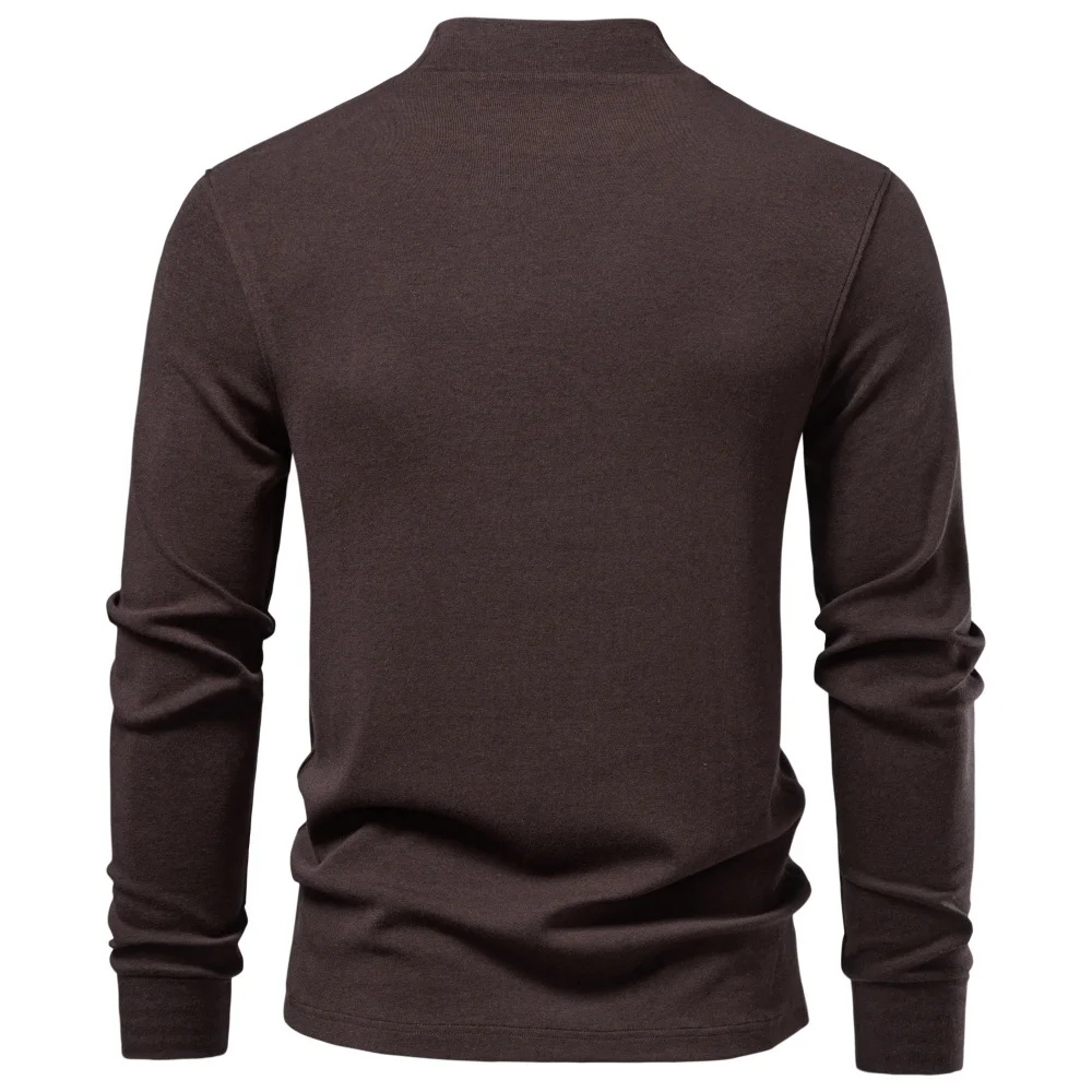 AIOPESON Men's Faux Cashmere Sweater Mock Neck Solid Color Slim Fit Pullover Knit Base Layer Top Autumn Winter Warm Wear Shirt - view 4