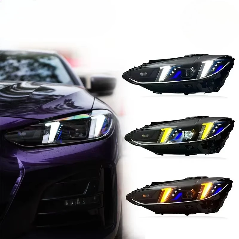 Car Accessories Dual Colors Drls Head Lights for BMW 4 Series G22 M3 G80 M4 G82 2021-2024 Yellow & White Switching Headlight